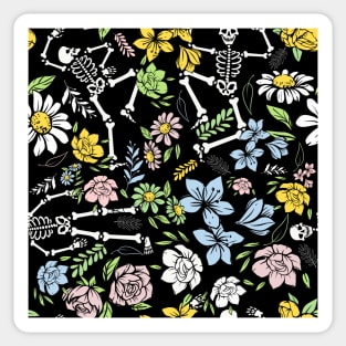 Dancing in flowers skeletons Sticker